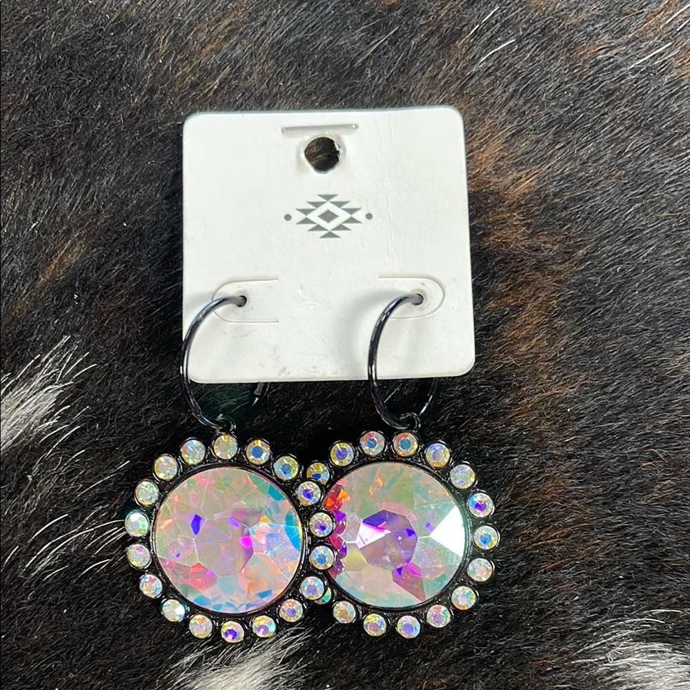 Iridescent Crystal Hoop Earrings